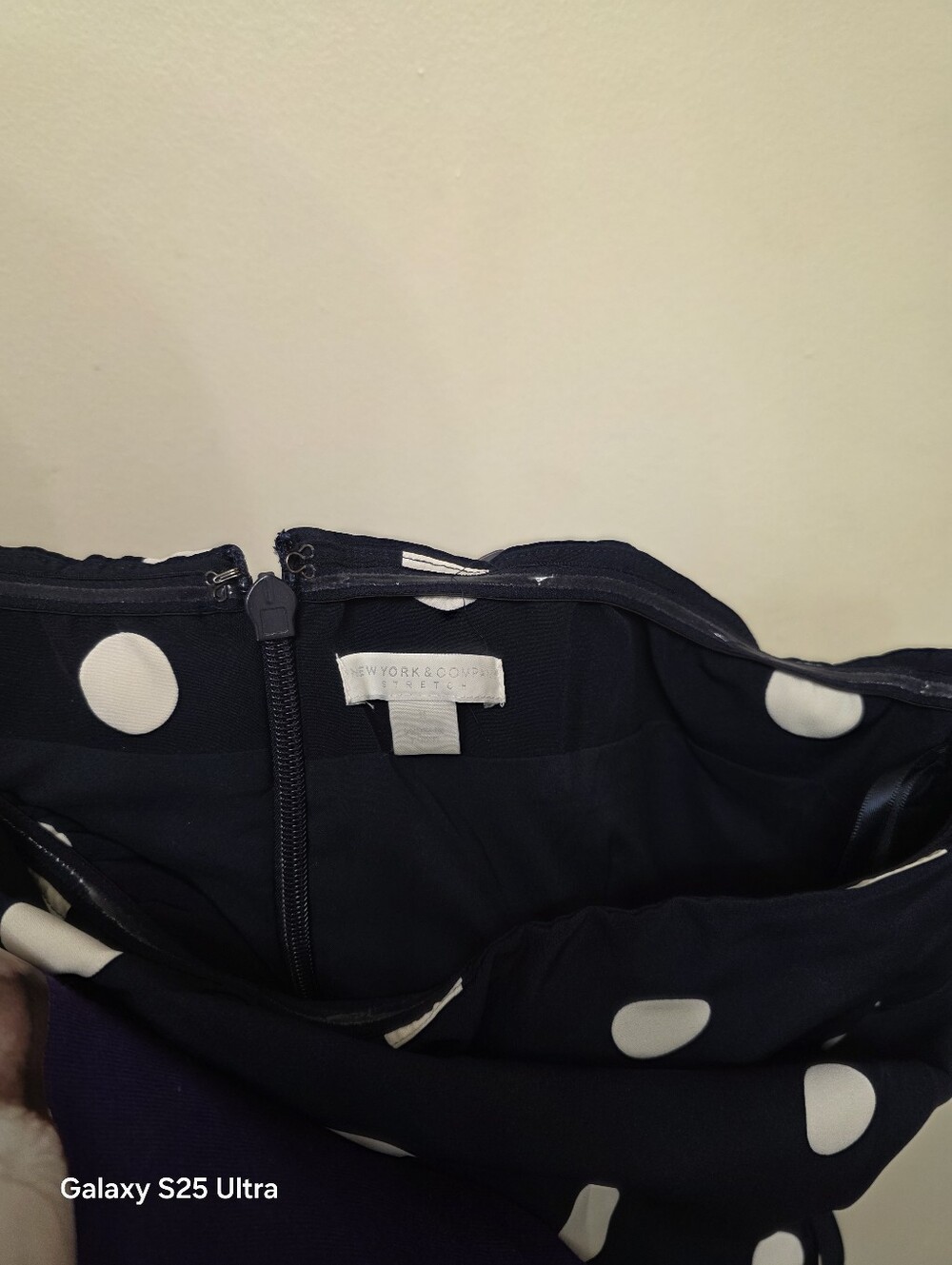 New York & Company Navy Blue White Polka Dot Strapless Jumpsuit Size S - Picture 7 of 10
